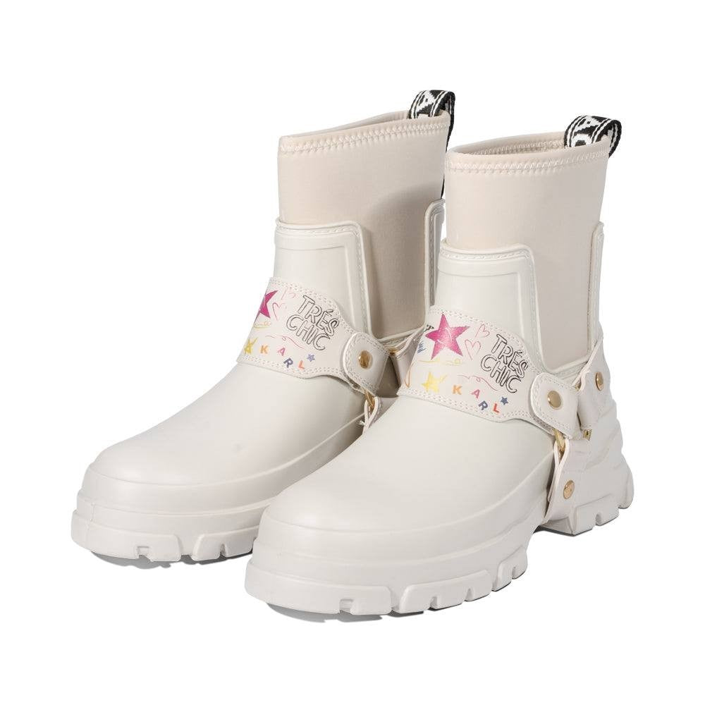 Karl  Lagerfeld  Paris  Rivenna  Rain  Bootie  Cream  10  New  in  Box  $169