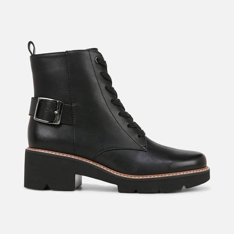 Naturalizer Cabaret Ankle Bootie Black 6W Faux Leather Lug Sole $159 NWB