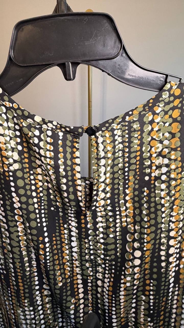 Anne Klein Round Neck Sleeveless Top Olive Palm Multi XL NWT $79