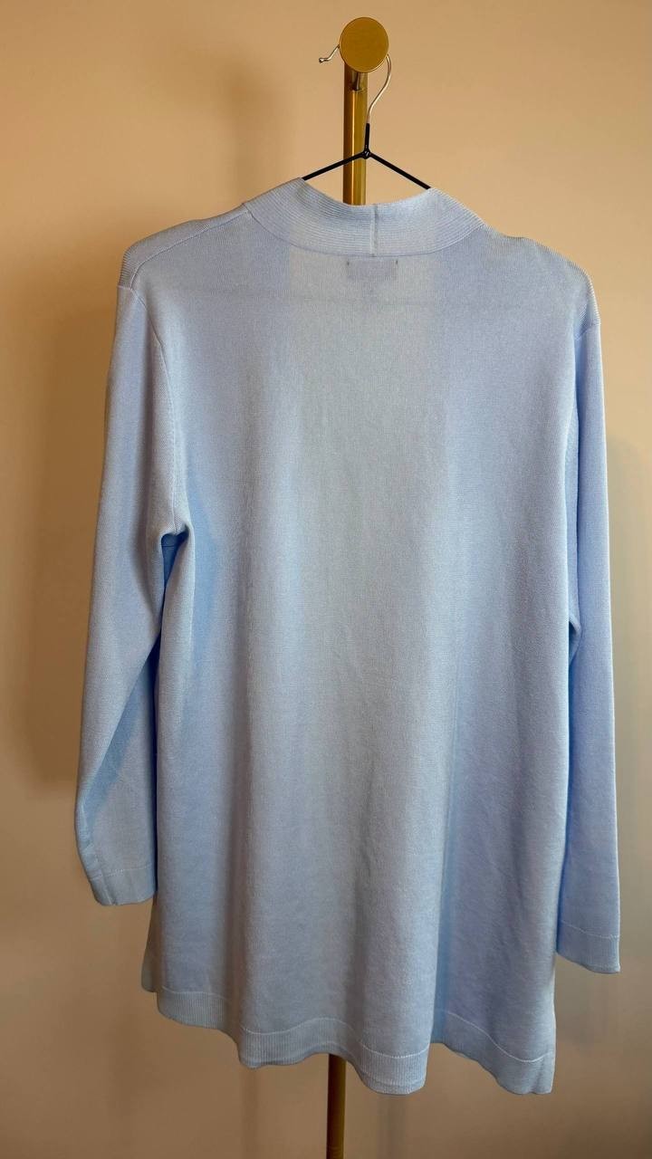 Jones New York Women’s Blue Open-Front Ribbed-Edge Cardigan Size L NWOT $89.50