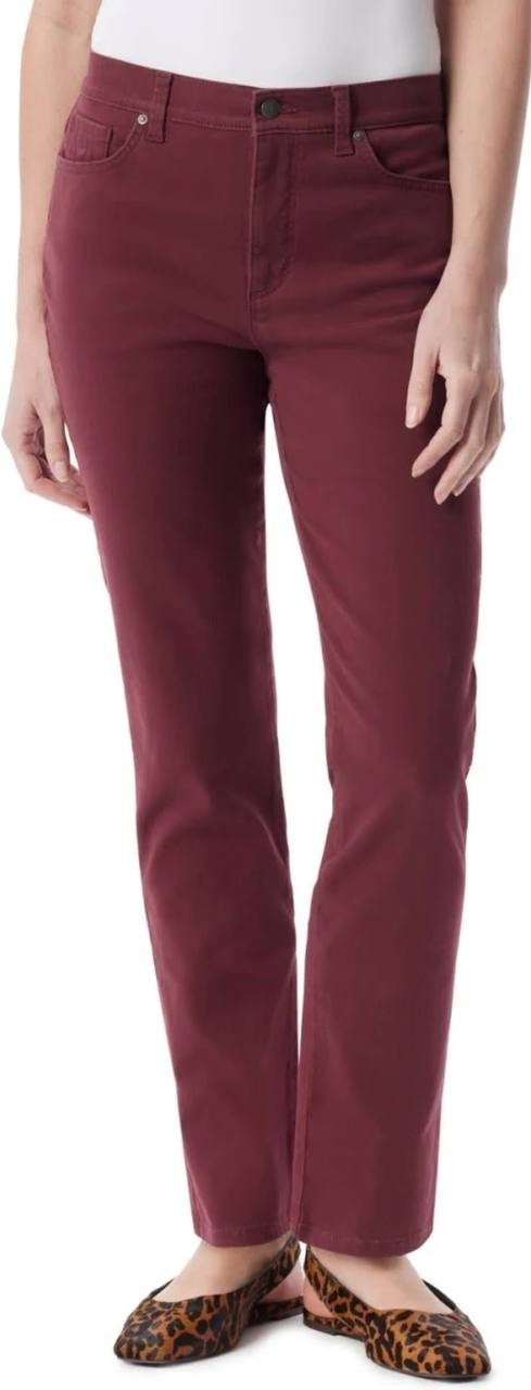 Gloria Vanderbilt Women’s Petite Amanda Straight Jeans Burgundy 14P $48 NWT