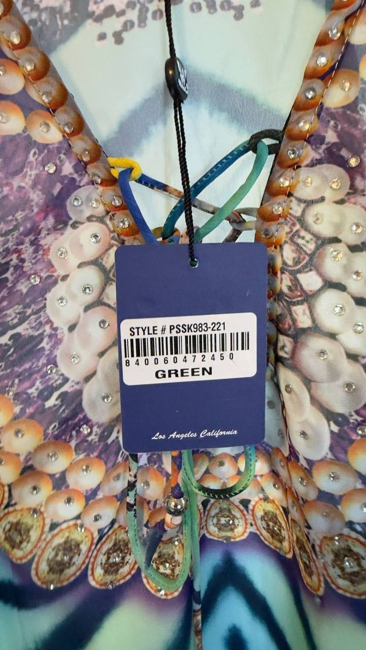 White Mark Plus Size Short Caftan Tie-Up Neckline Green Size L NWT $52