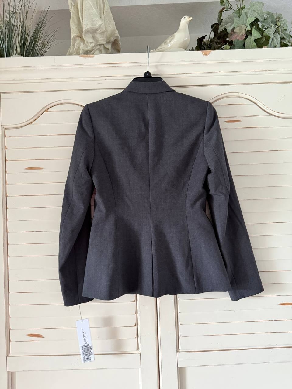 Calvin Klein Petite Gray One-Button Blazer 0P NWT Tailored Suit Jacket