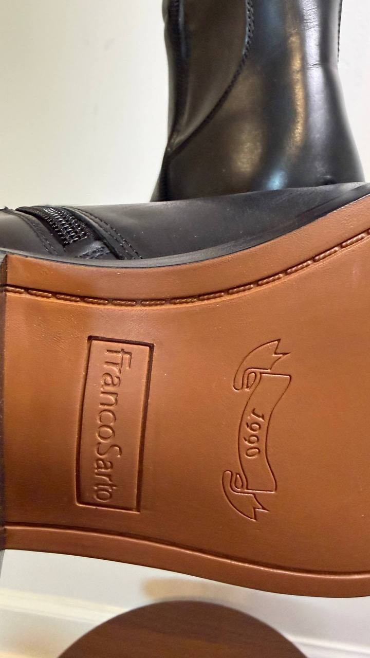 Franco Sarto Gisella Boots 7.5M Black Leather Tall Square Toe NIB msrp$225