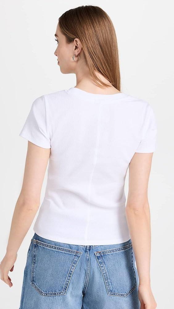 Z SUPPLY Sirena Rib Tee L White Scoop Neck Stretch Cotton NWT