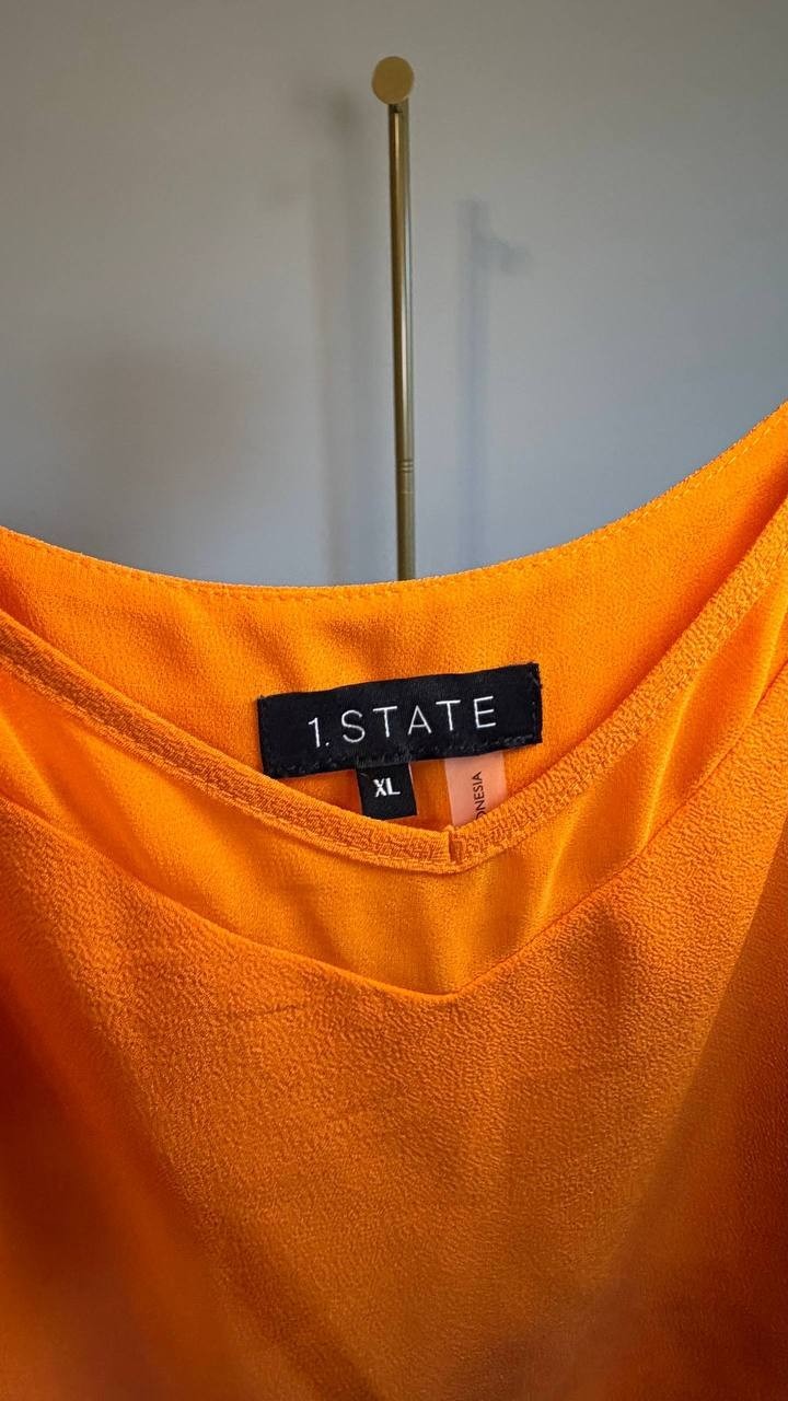 1.STATE Chiffon Inset Tank Russet Orange XL NWT $39