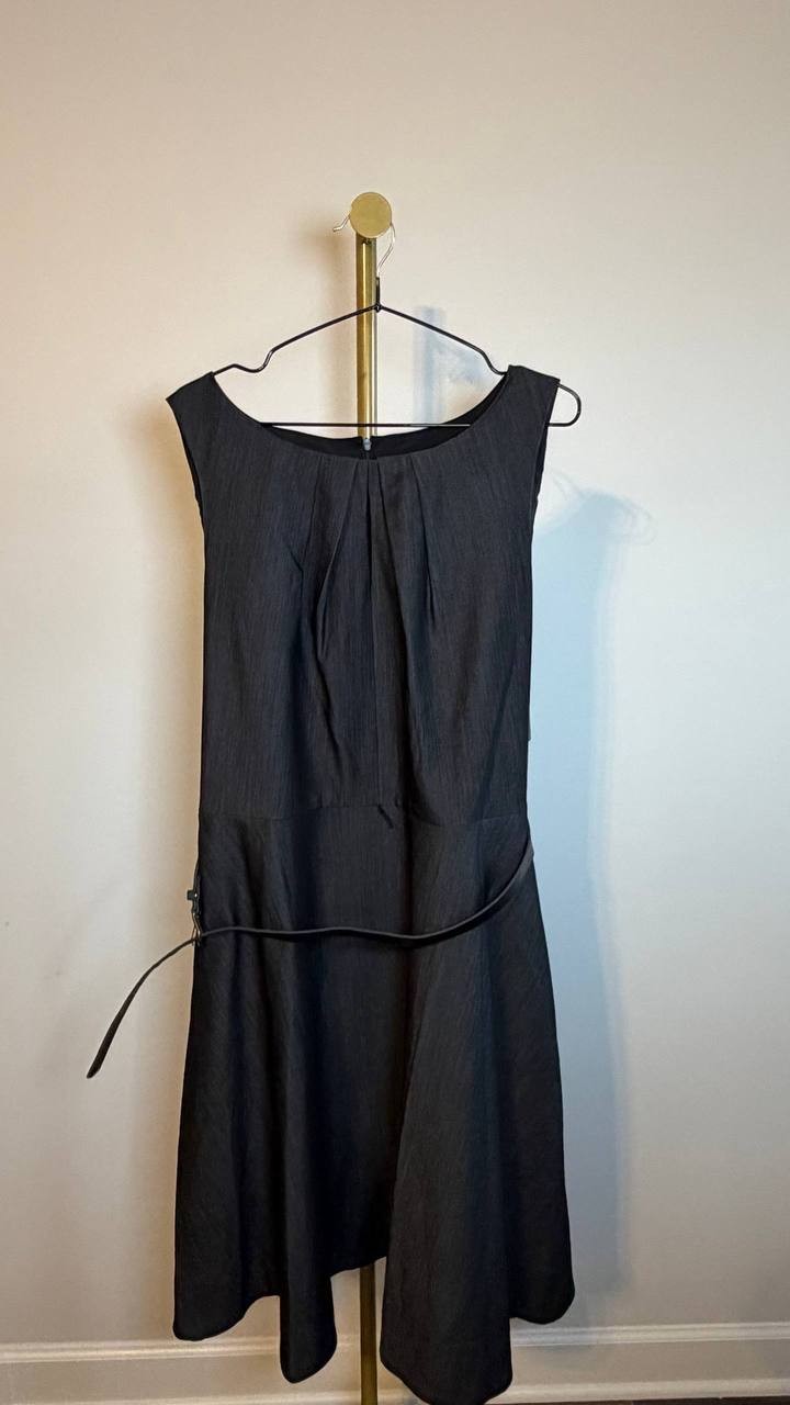 Tahari ASL Belted Soft Denim Fit & Flare Dress Black 18 NWT $159