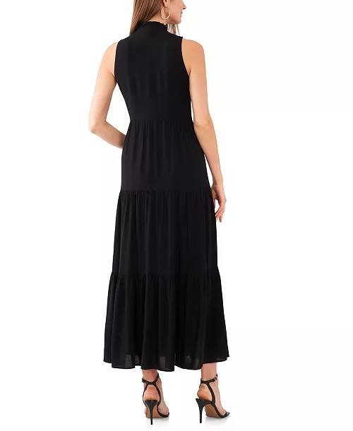 Vince Camuto Split‑Neck Sleeveless Maxi Dress Rich Black M NWT $69