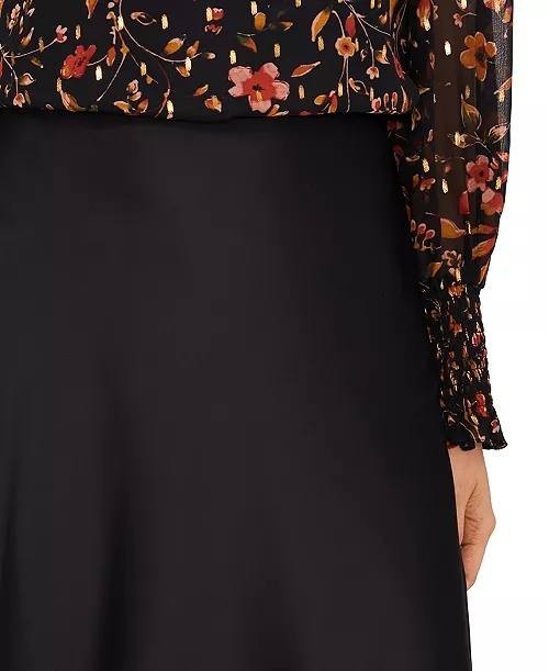 CeCe Skirt L Black Satin A-Line Midi Side Zip Snag Flawed Hem Feminine NWT