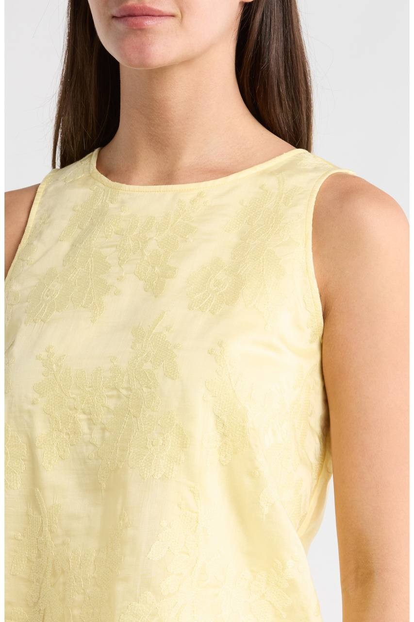 Vince Camuto Women’s Lace Overlay Tank Lemon Cream XS NWT $79