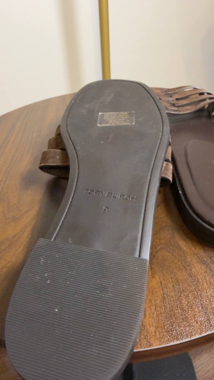 Tory  Burch  Slide  Sandals  Dark  Cocoa  9  Pre‑Owned  $225