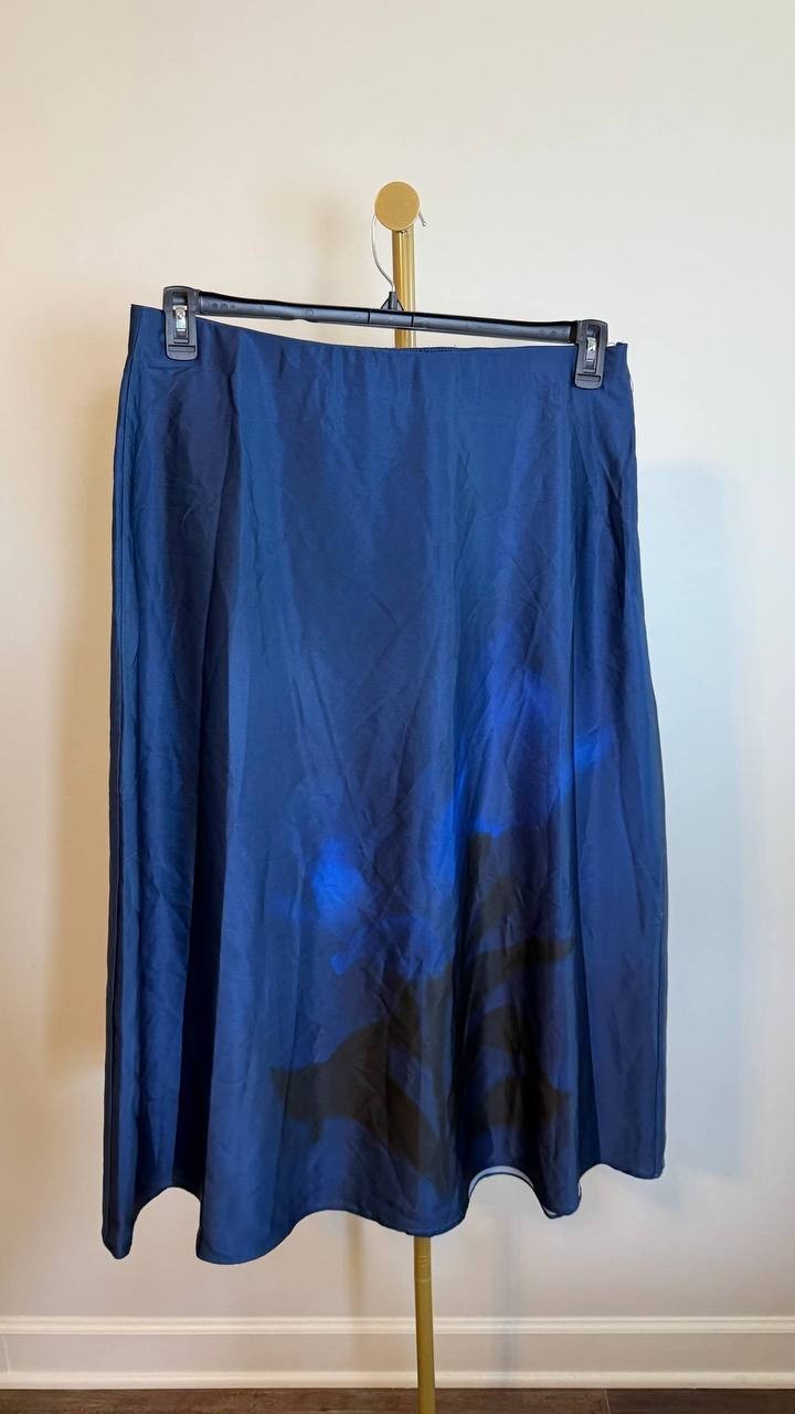 Vince Camuto Placement Print Pull-On Midi Skirt Blue Multi SizeXL NWT$99 snags