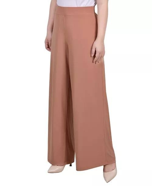 NY Collection Petite Pull‑On Wide‑Leg Palazzo Pant Camel PL NWT $44