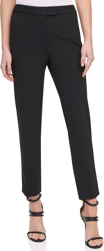 DKNY Pants 12 Black Foundation Slim Cropped Stretch Career Hook Zip NWT