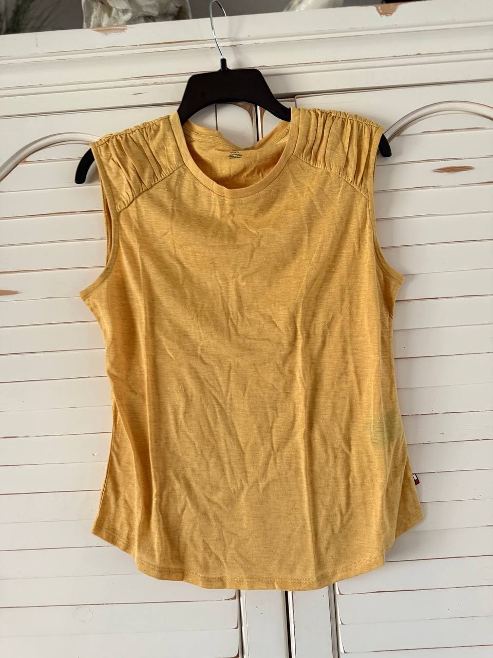 Tommy Hilfiger Ruched-Shoulder Sleeveless Top Yellow Size S/P New No Tags