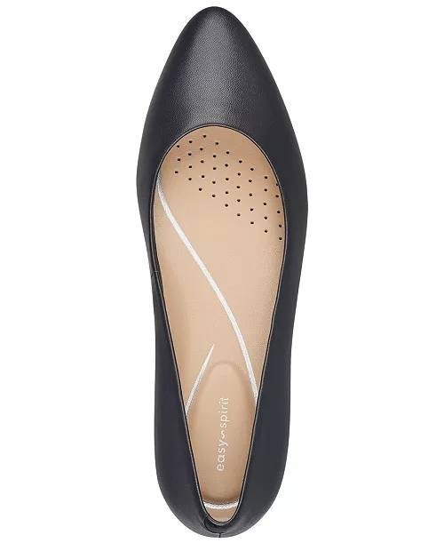Easy Spirit Caldise eFlex Slip‑On Low Heel Pumps Black 7M Leather $99 NWB