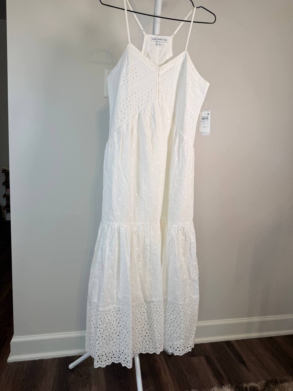 And Now This Petite Cotton Eyelet Tiered Maxi Dress – White –Size PS–NWT-MSRP$79
