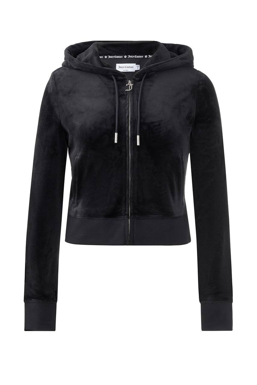 Juicy Couture OG Big Bling Velour Zip Hoodie Black Size S NWT $119