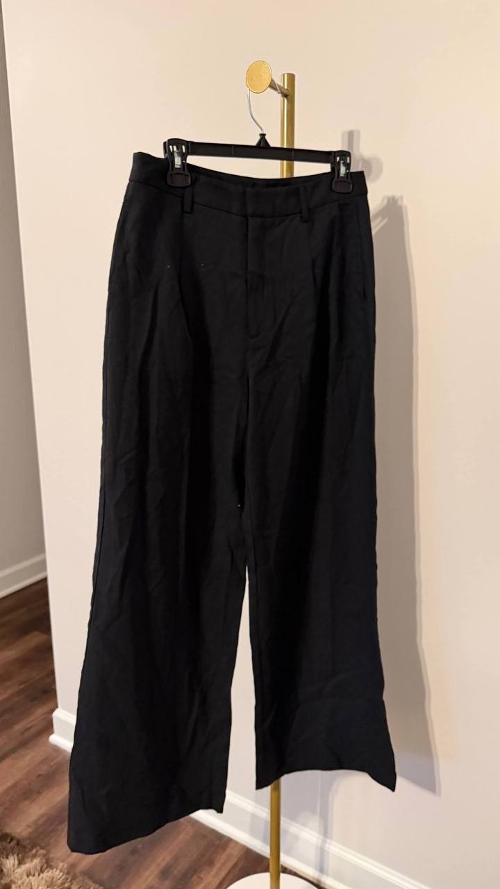 Adrienne Landau Black Wide Leg Knit Pants Size 8 NWT Elegant Style Spring Fall