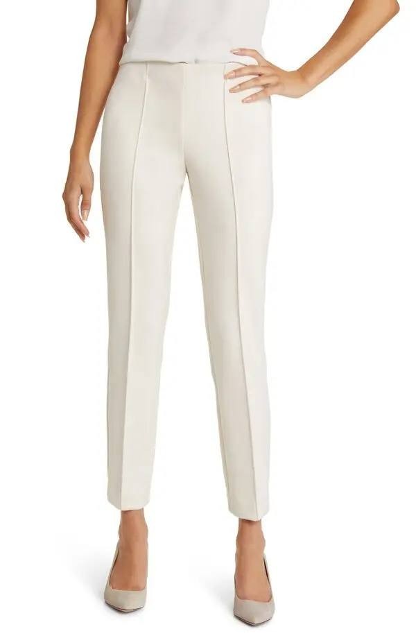 Anne Klein Hollywood Pleated Faux Suede Pants White Size 0X NWOT $99 need wash