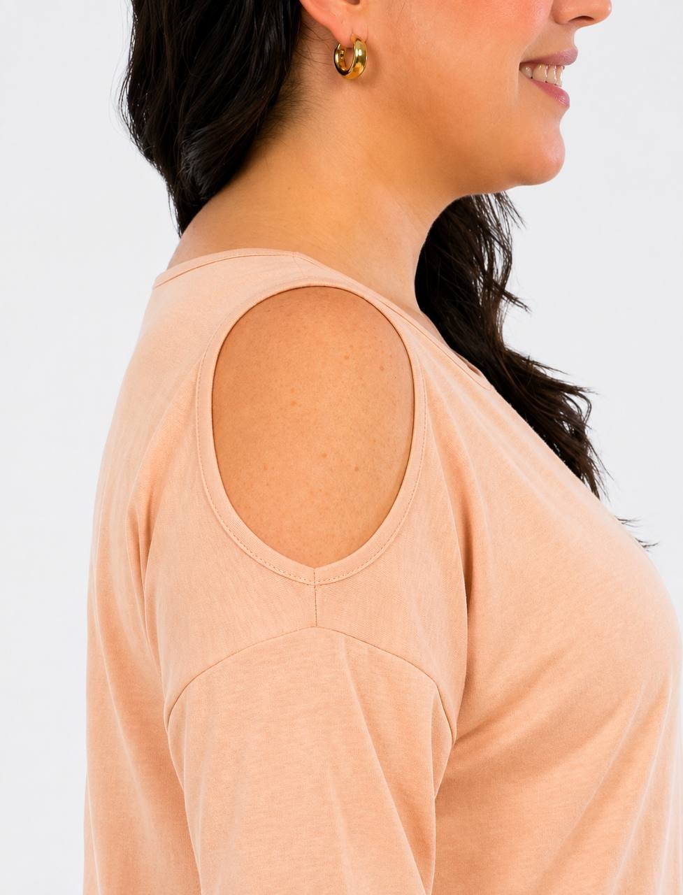 White Mark Plus Cold Shoulder Scoop Neck Tunic Top Rose Gold XL NWT $52