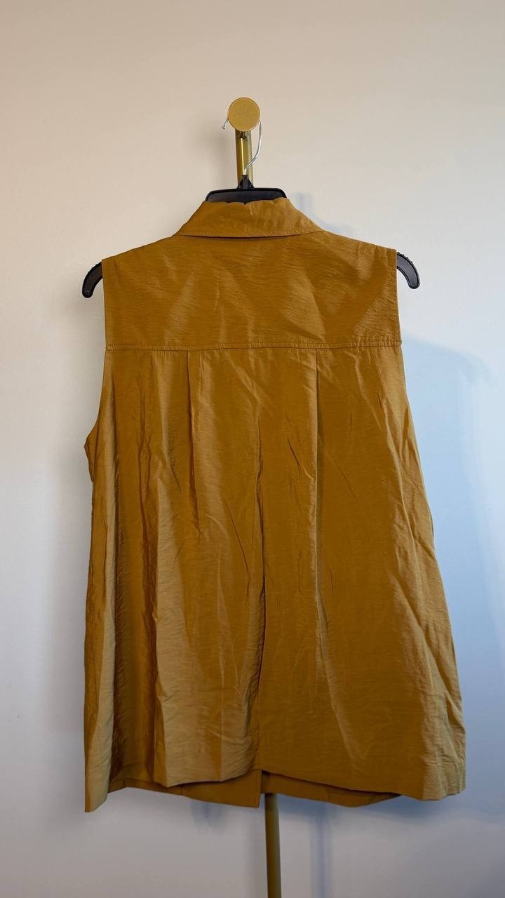 Anne Klein Sleeveless Patch‑Pocket Jacket Copper Sun L NWT $129