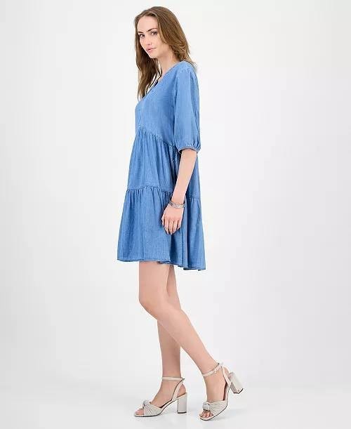 Tommy Hilfiger V‑Neck Tiered Chambray Dress – Size 2X – NWT – $99.50