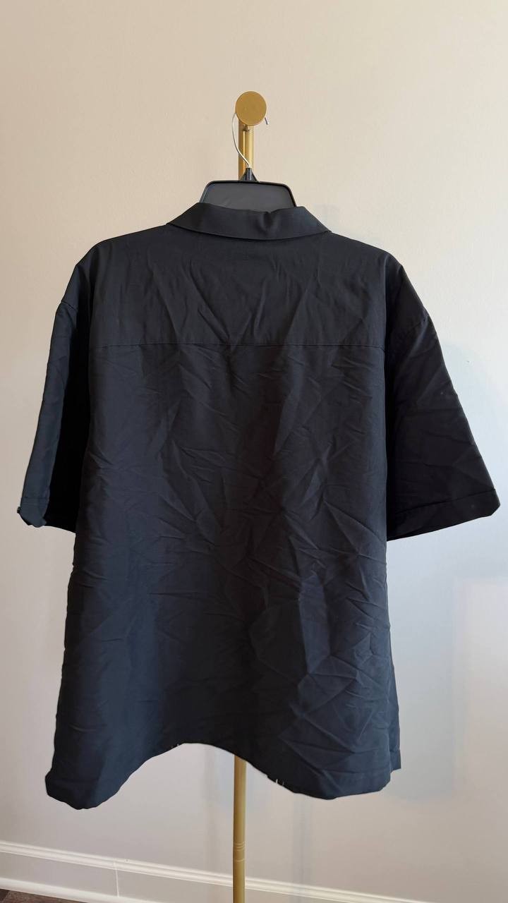 Cubavera Colorblock Embroidery Short Sleeve Shirt Black/White XXL NWT