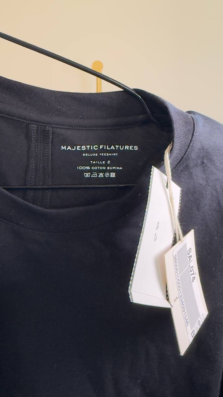 Majestic Filatures Supima Cotton Semi Relaxed Boat Neck Tee Noir Size 2 NWT $230