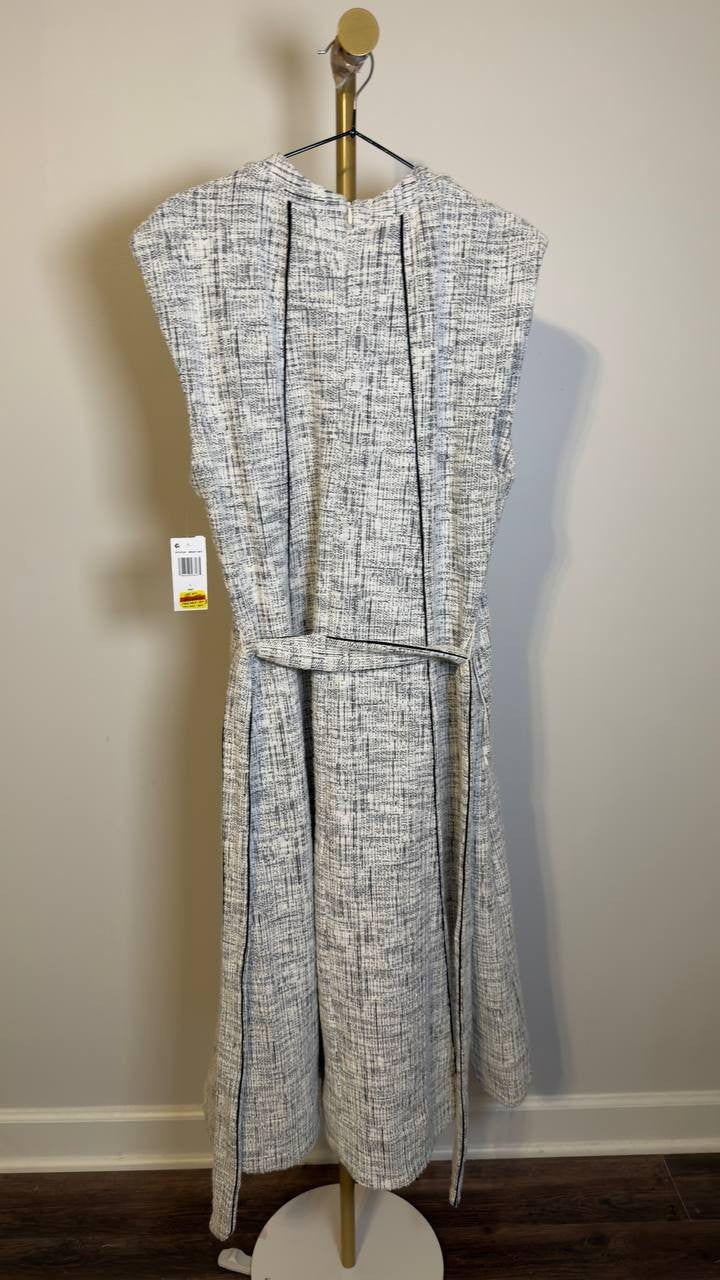 MSK Short‑Sleeve Crewneck Knit Dress Bright White L NWT $109