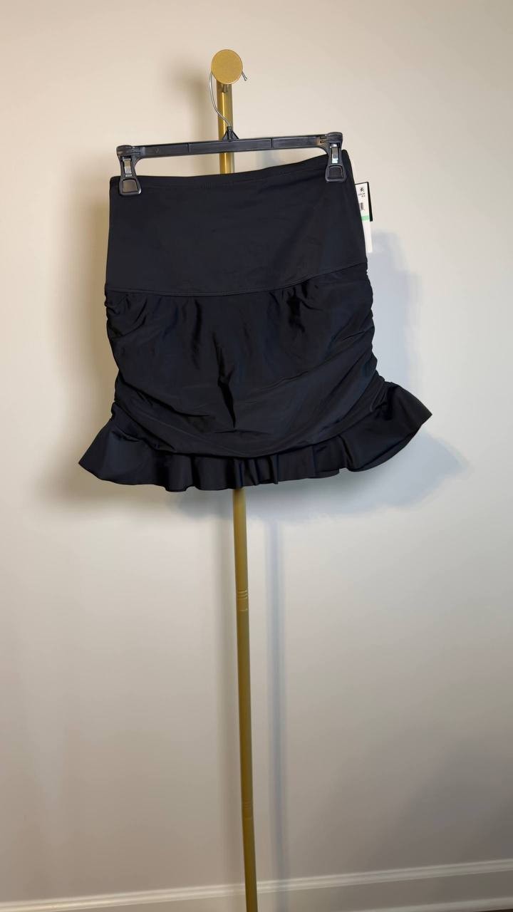 Island Escape La Palma High‑Waist Tummy Control Swim Skirt Black 8 NWT $34.99