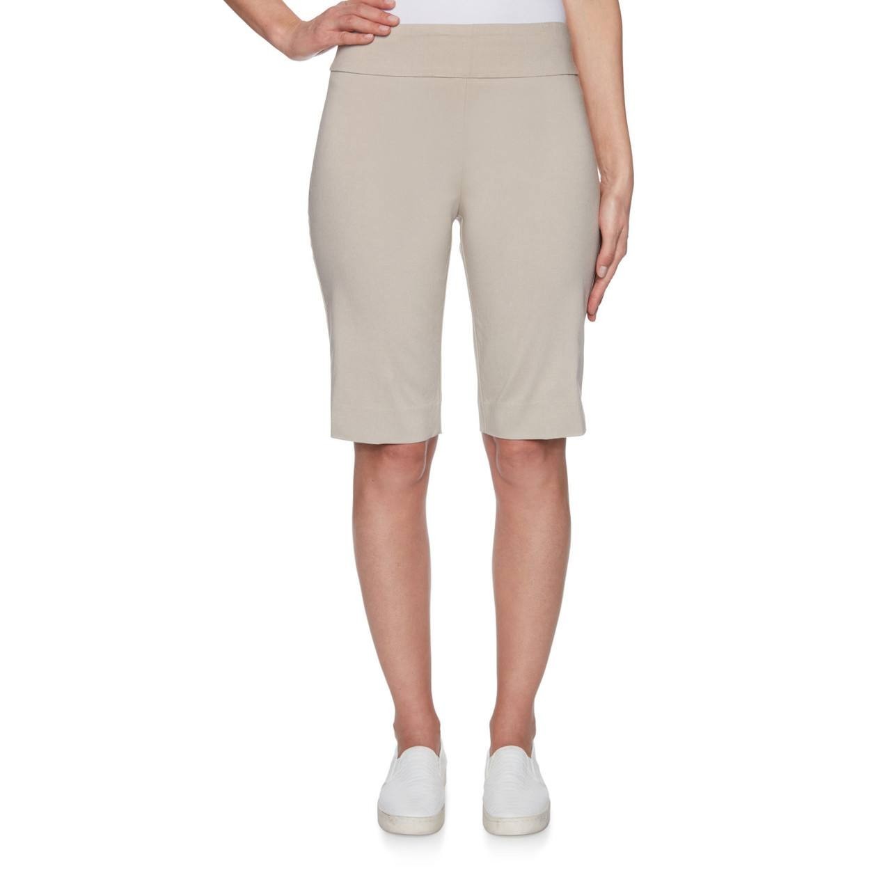 Ruby Rd Women’s Petite Slimming Contour Waistband Shorts Beige Size 6P NWT $38