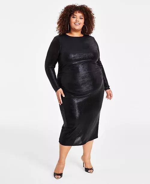 Nina Parker Plus Size Metallic Ruched Dress – Size 1X – NWT – $99