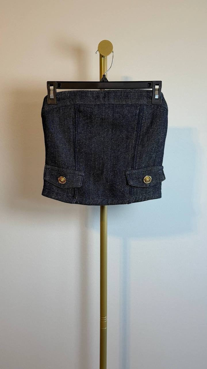 Guess Chany Denim Corset Glam De Glitter Blue Size XS NWT $118