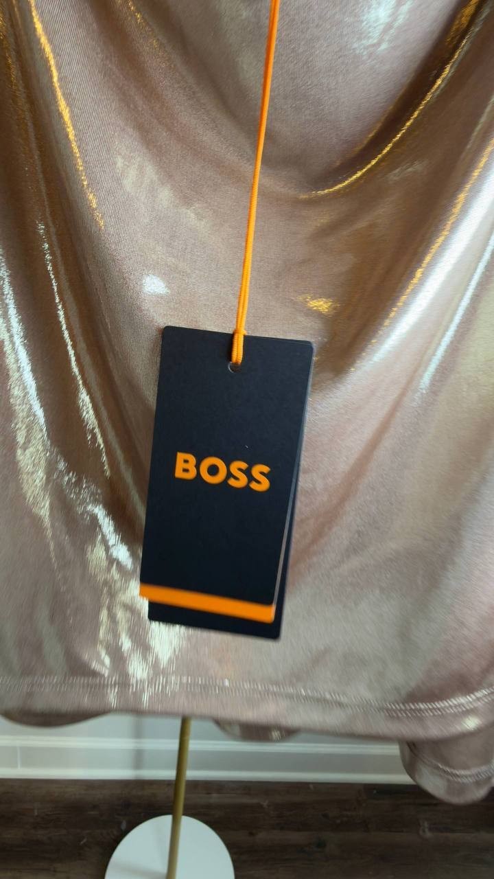 BOSS Esarah Metallic Scoop‑Neck Tank Beige XL NWT $79