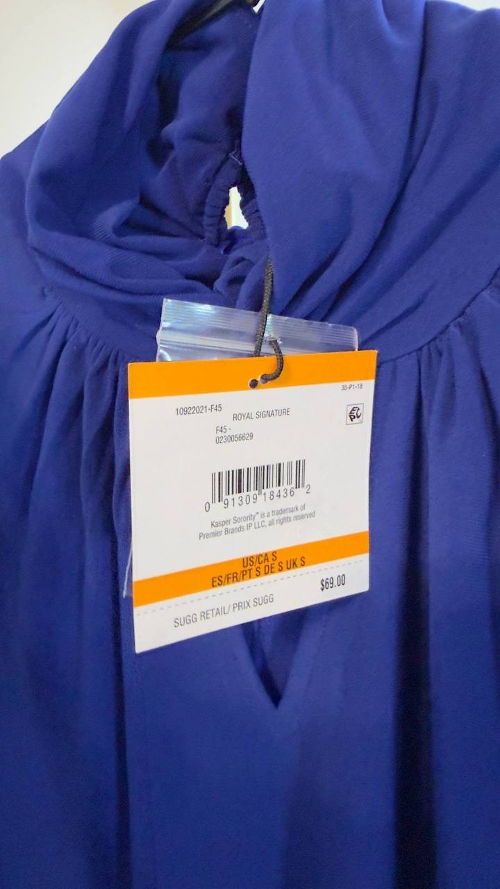 Kasper Twisted Mock Neck Long‑Sleeve Top Blue S NWT $69