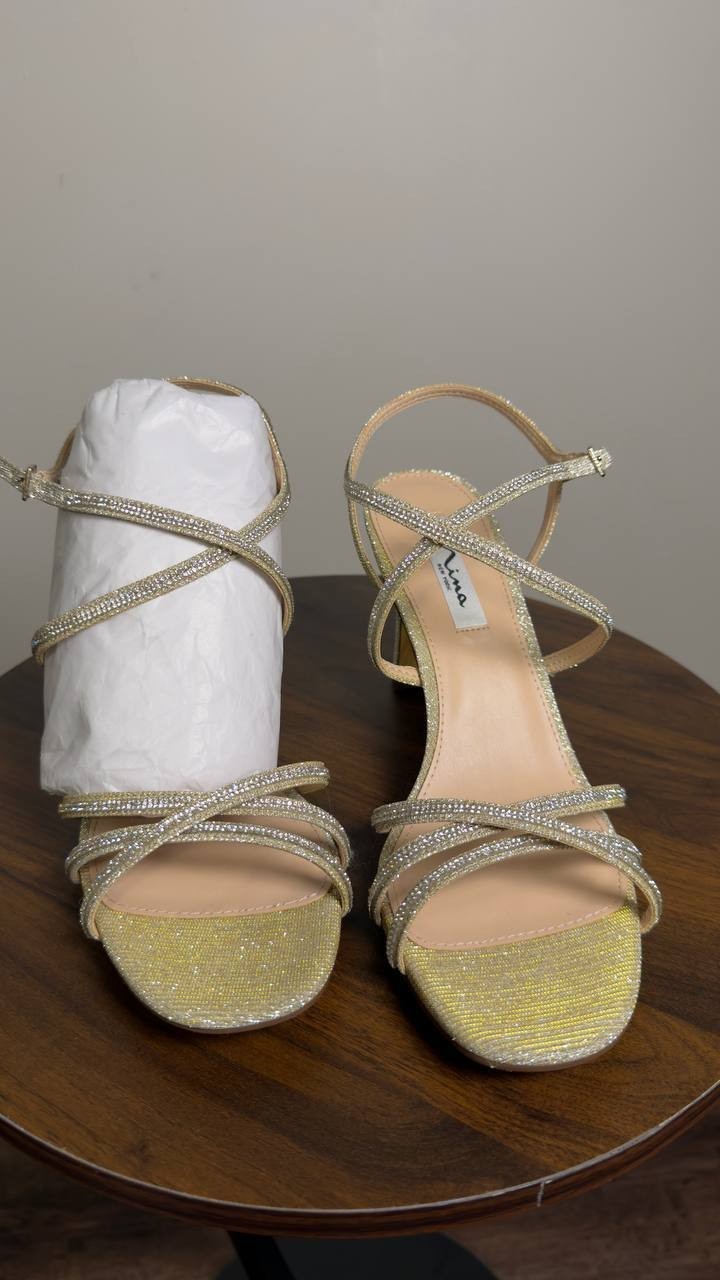 Nina  Dress  Sandals  Platino  Luna  Shine  9.5  M  New  $99