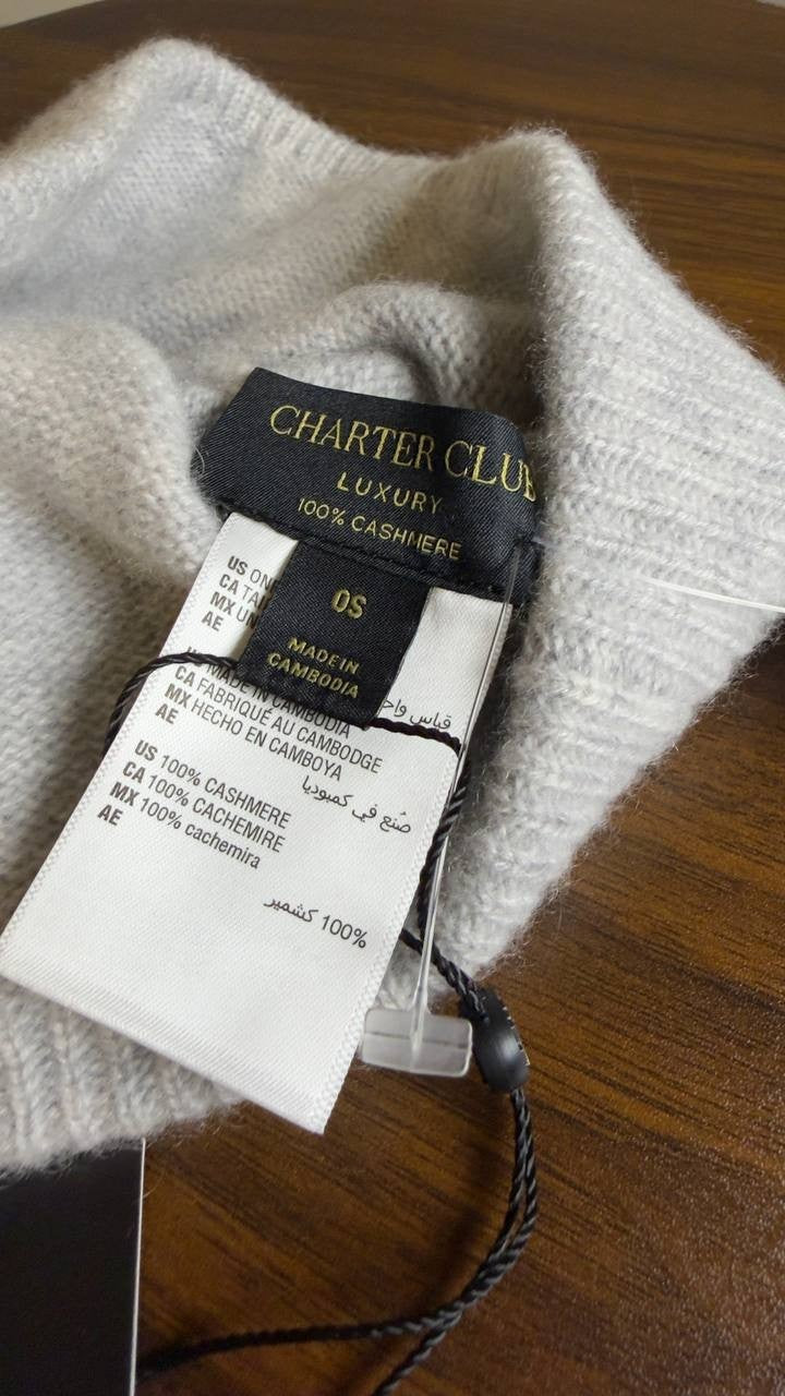 Charter  Club  100%  Cashmere   Beanie  Ice  Grey  Heather  OS  NWT  $79.50