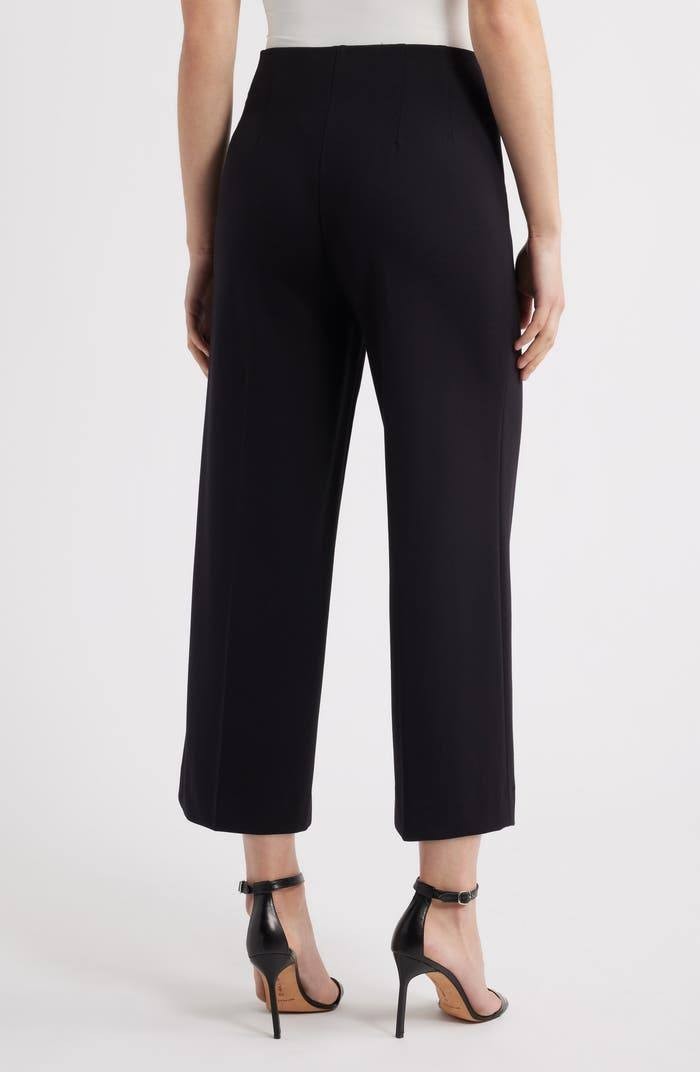Anne Klein High Waist Pull-On Wide Leg Pants Size L Black NWT $89