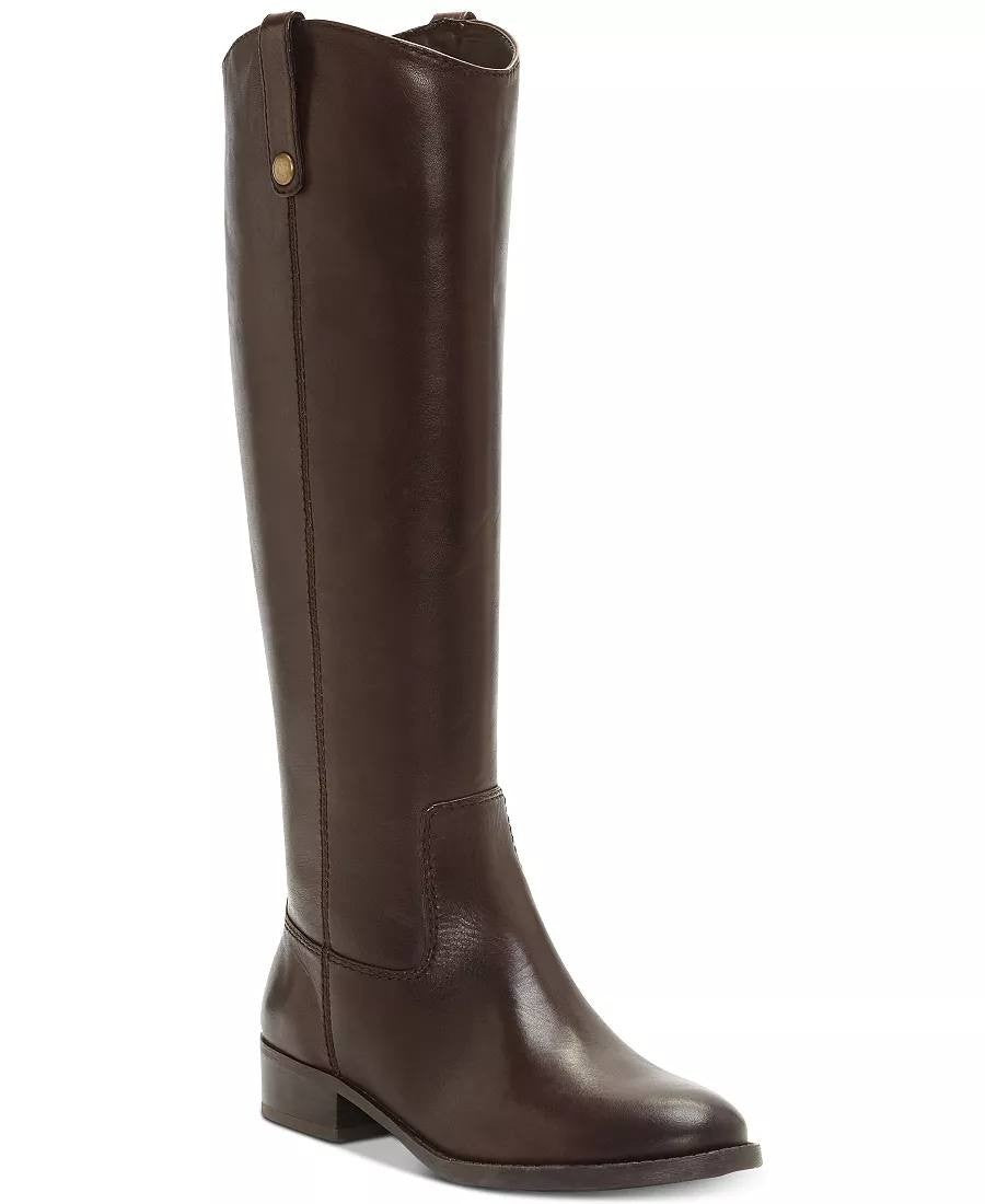 INC Fawne Boots 8M Chocolate Leather Knee‑High Riding Round Toe NIB msrp$189