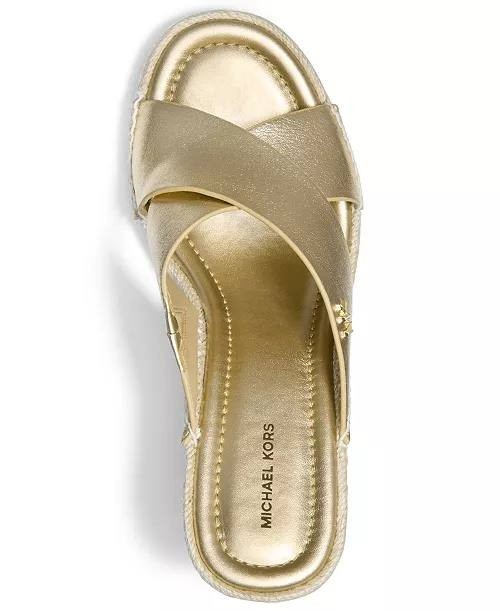 Michael  Michael  Kors  Wedge  Sandals  Pale  Gold  7  M  New  $139.50