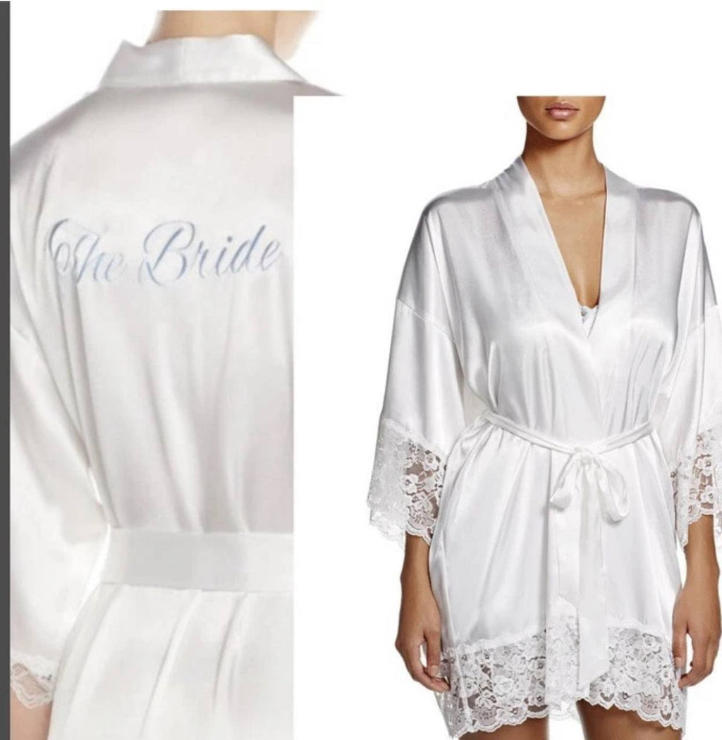 In Bloom by Jonquil “The Bride” White Satin Lace Bridal Robe Size XS NWT