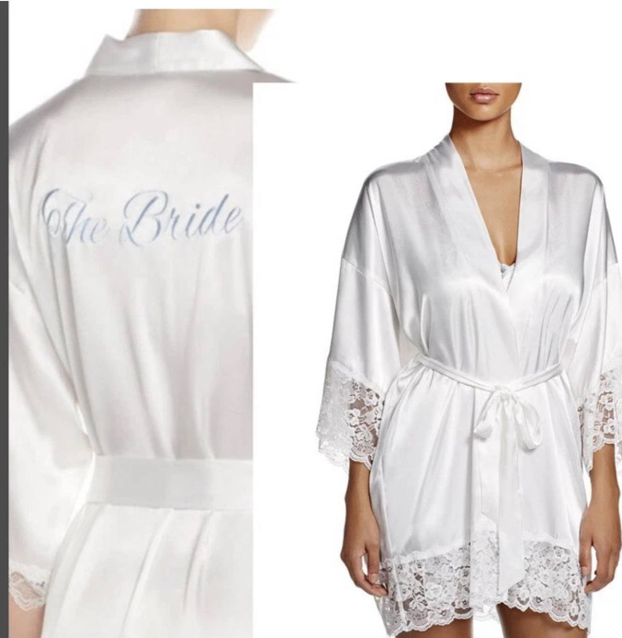 In Bloom by Jonquil “The Bride” White Satin Lace Bridal Robe Size XS NWT