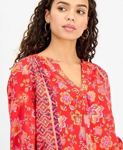 Liverpool Los Angeles Long‑Sleeve Button‑Front Woven Blouse – Size S Petite–NWOT
