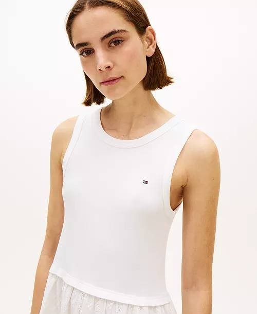 Tommy Hilfiger Mixed Media Broderie Sleeveless Dress White M NWT $99.50