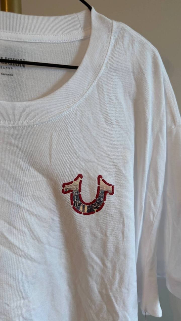 True Religion Men’s Graffiti Puff Logo T‑Shirt White XL $59 NWT