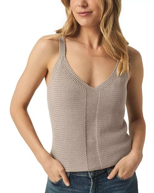 Splendid Banks Sweater Tank Fawn Size S Sleeveless Cotton Knit V-Neck