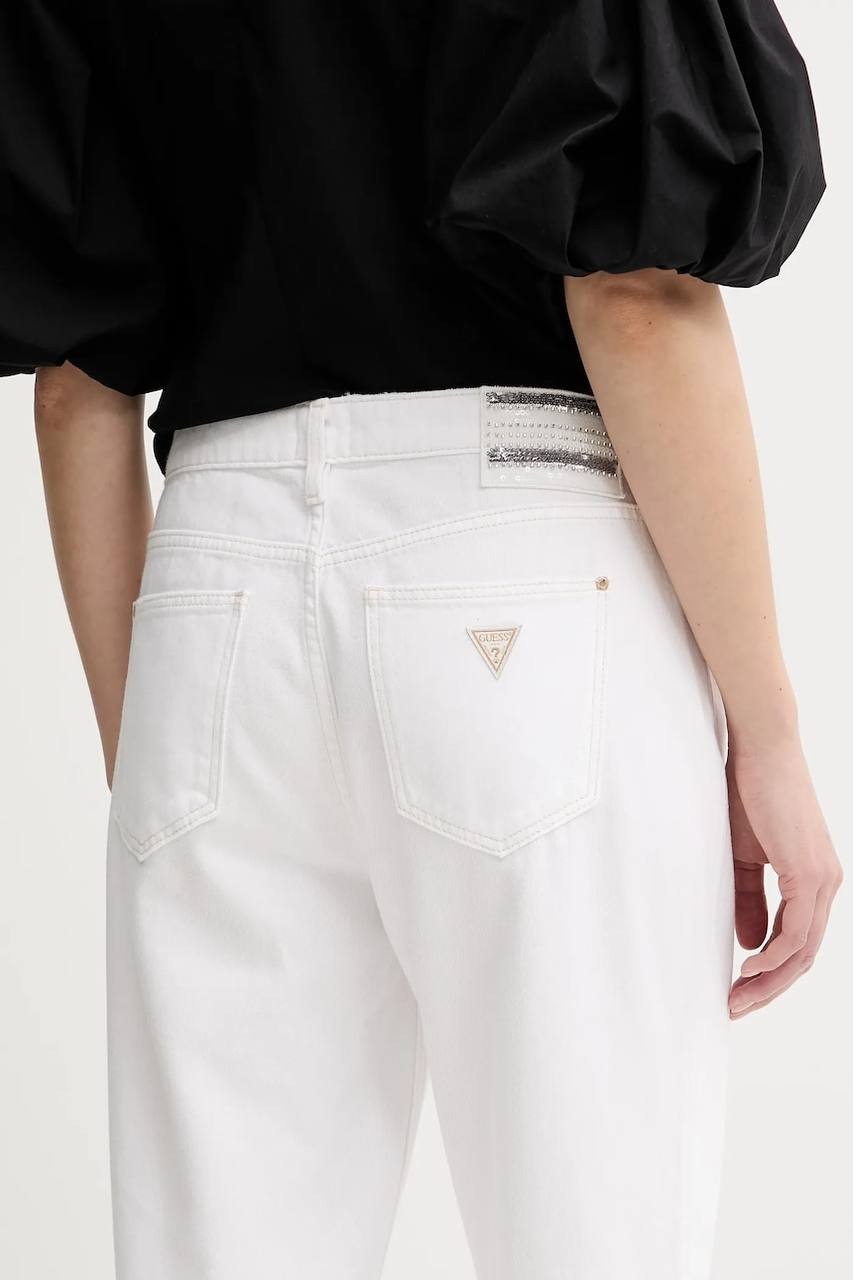 Guess Celia Boyfriend High‑Rise Cuffed‑Hem Jeans White Sensation 31x30 NWT $108