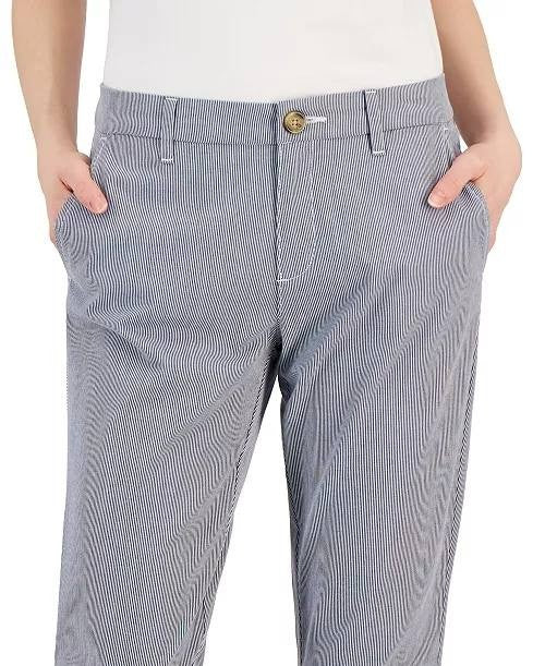Tommy Hilfiger Striped TH Flex Hampton Chino Pants Grey 14W NWT $79.50