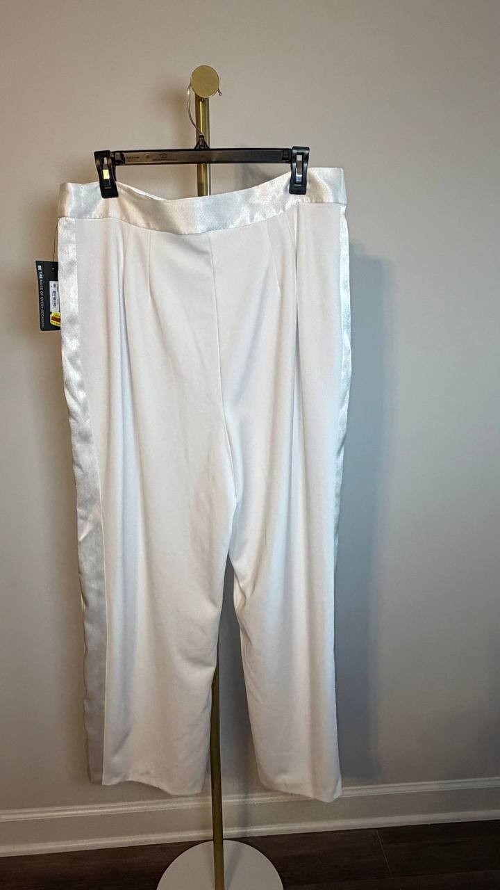 Muse Tuxedo Pants Ivory Stretch Straight Leg Dress Career 16 NWT $99